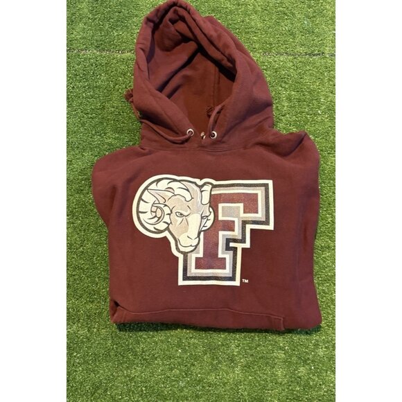 Fordham Rams hoodie mens medium red Champion Reverse Weave sweatshirt 4 - Picture 1 of 12